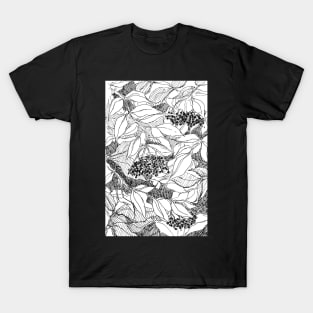 elderberry holiday-themed pattern pen and ink traditional art sketch T-Shirt